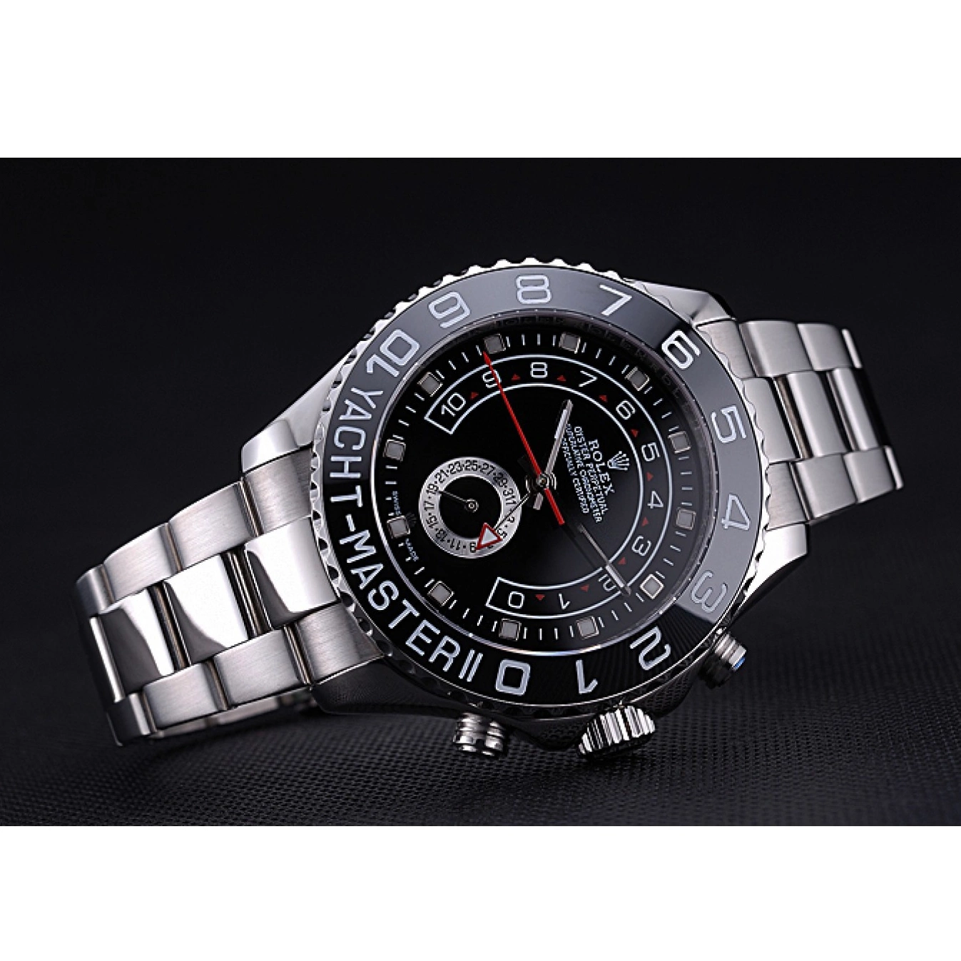 Aaa fake watches Stainless Master II Rolex Steel 622541 Black Yacht - Bracelet Dial 0613